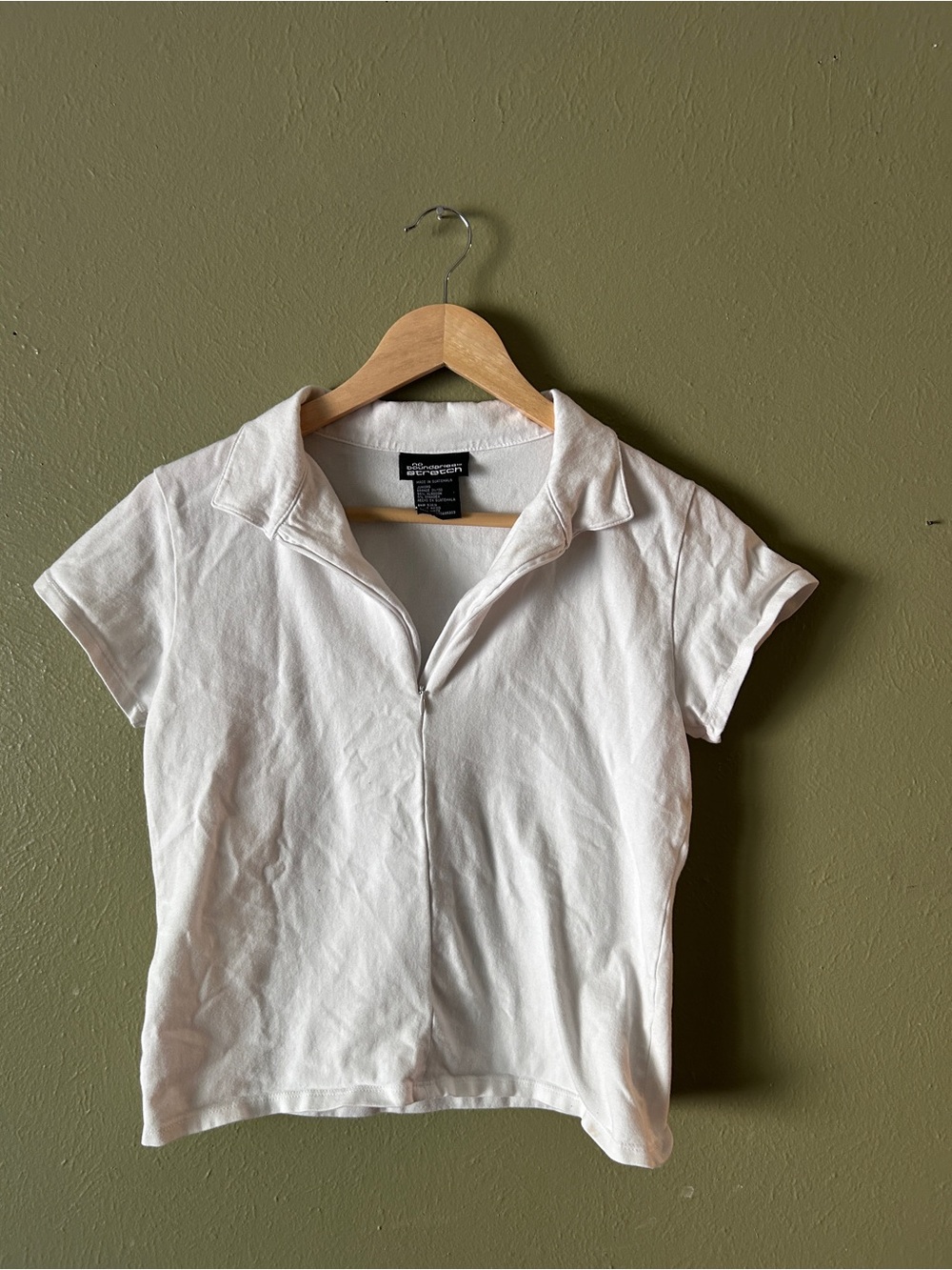 Vintage Y2K No Boundaries White Short Sleeve Zip Polo Top